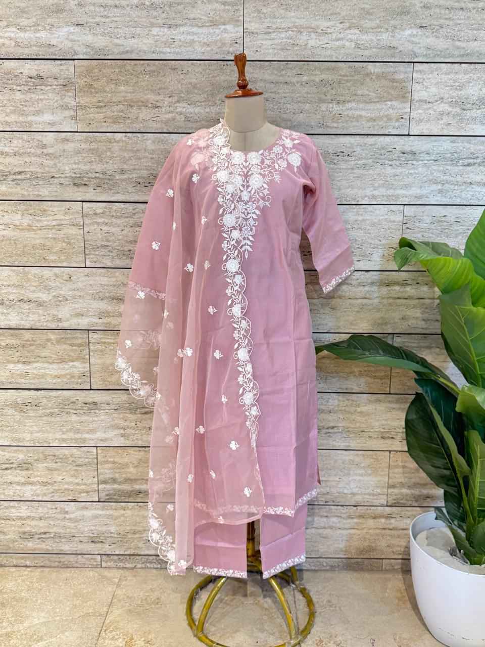 Festival Wear Pure Chanderi Silk Three Piece  Dupatta Set