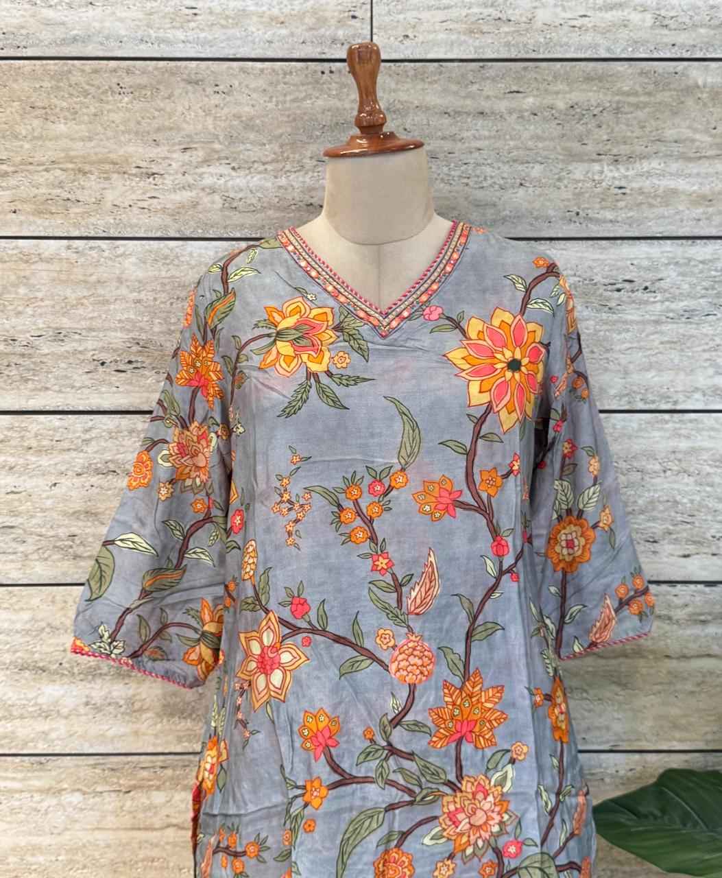 Festival Wear  Pure Muslin Three Piece  Dupatta Set