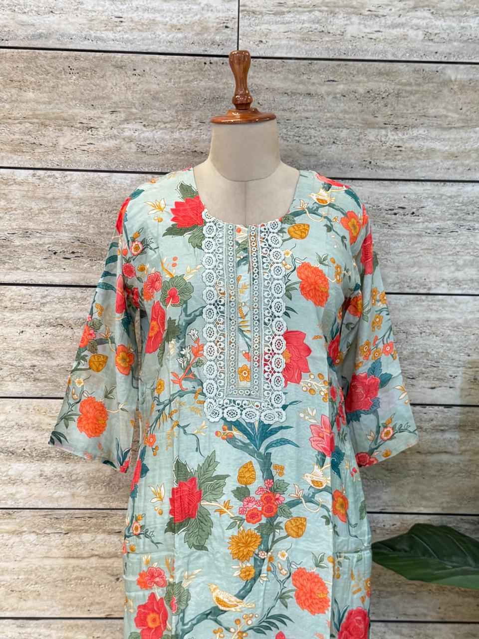 Festival Wear  Pure Muslin Three Piece  Dupatta Set