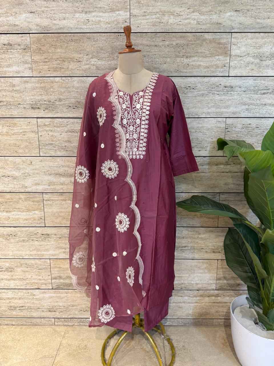 Festival Wear Pure Chanderi Silk Three Piece  Dupatta Set