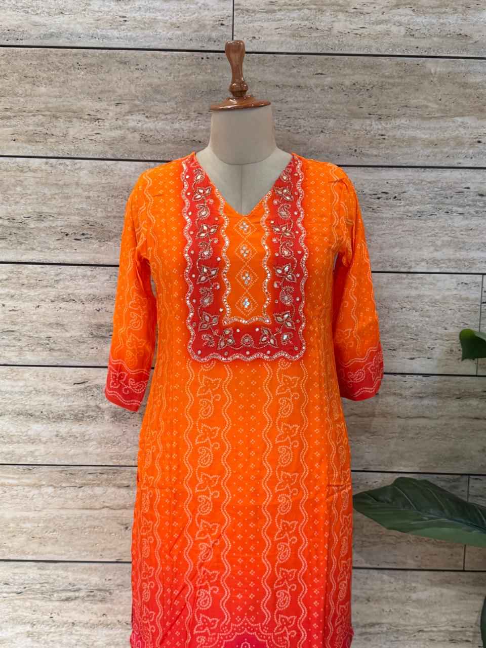 Festival Wear  Pure Muslin Three Piece Bandhej Print  Dupatta Set