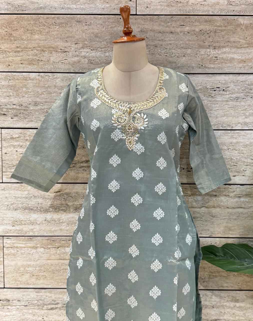 Festival Wear Pure Chanderi Silk Three Piece  Dupatta Set