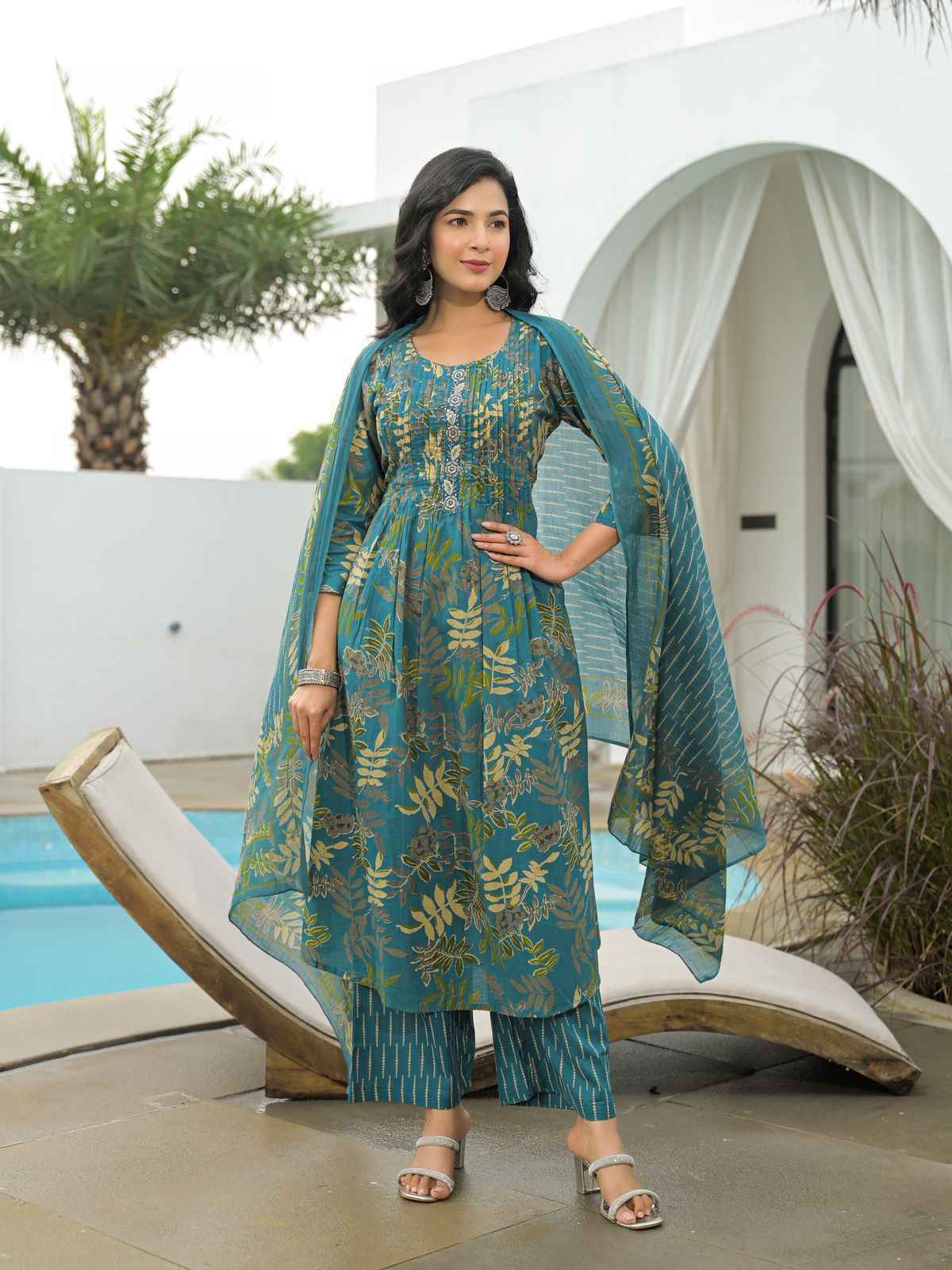 Pure Cotton A Line Dupatta Set