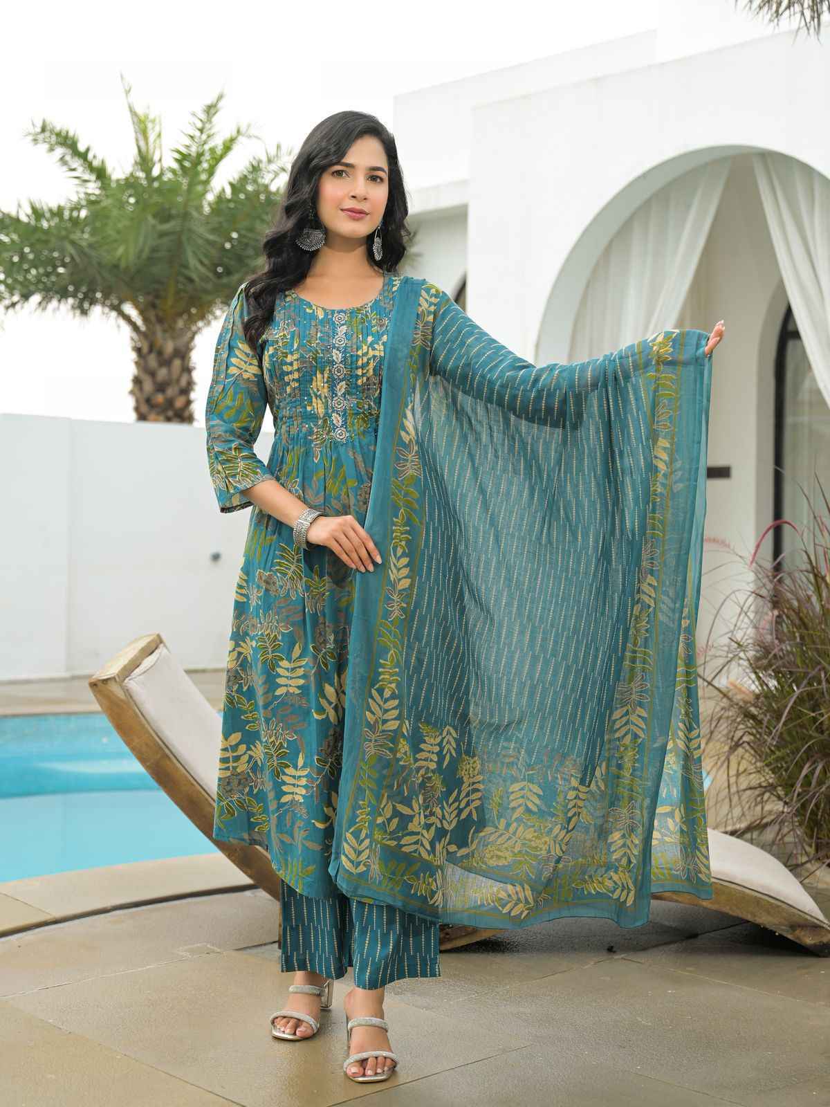 Pure Cotton A Line Dupatta Set