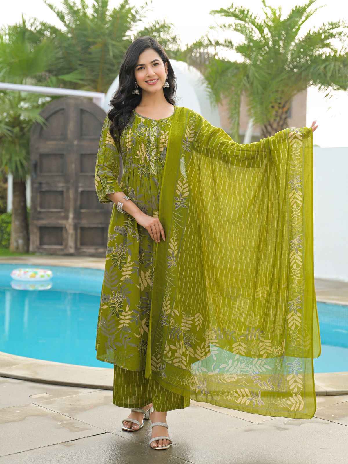 Pure Cotton A Line Dupatta Set