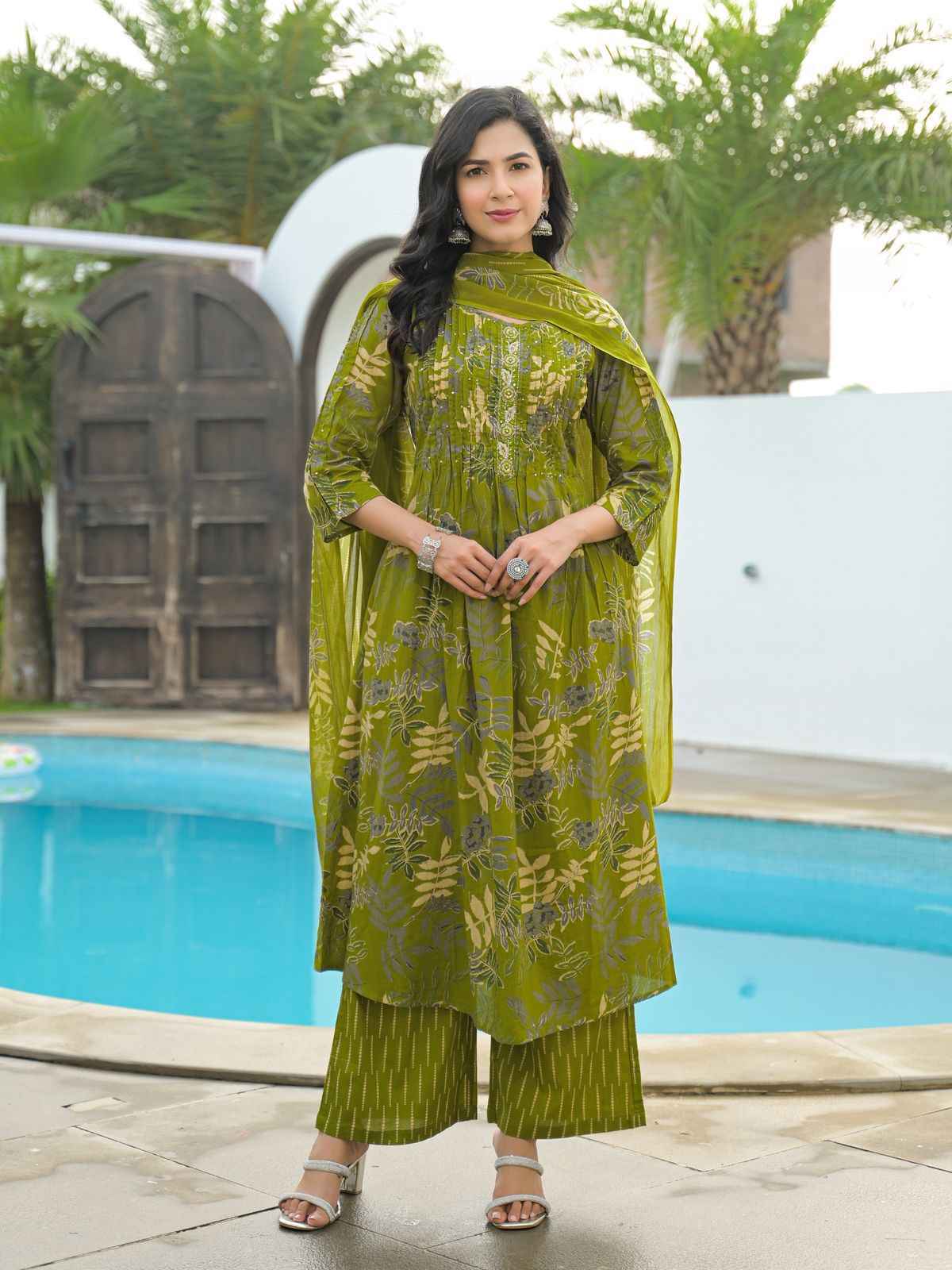 Pure Cotton A Line Dupatta Set