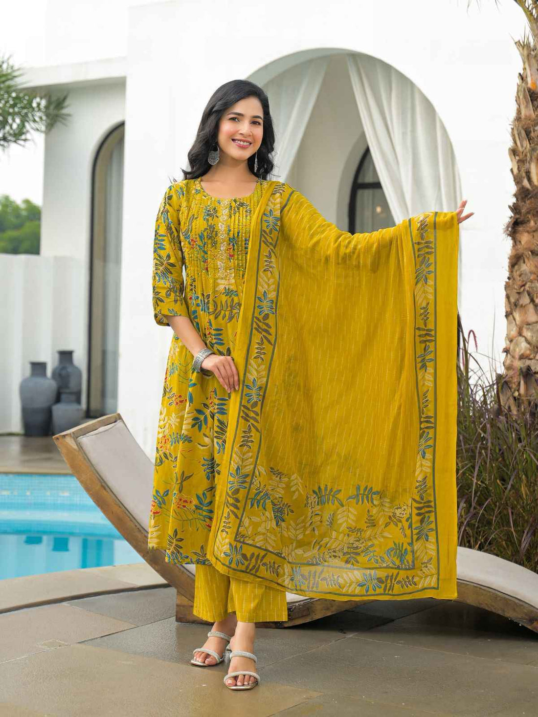Pure Cotton A Line Dupatta Set