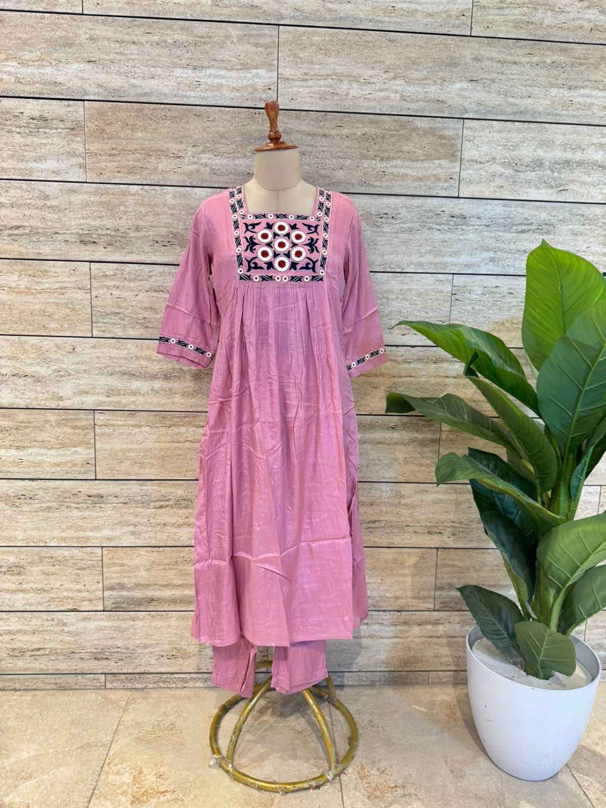 Pure Muslin A Line Two Piece Pant Set