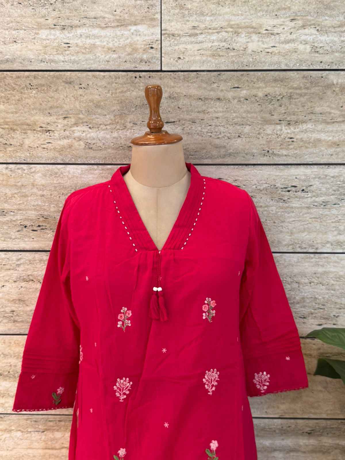 Pure Cotton A Line Dupatta Set With Embroidery Work