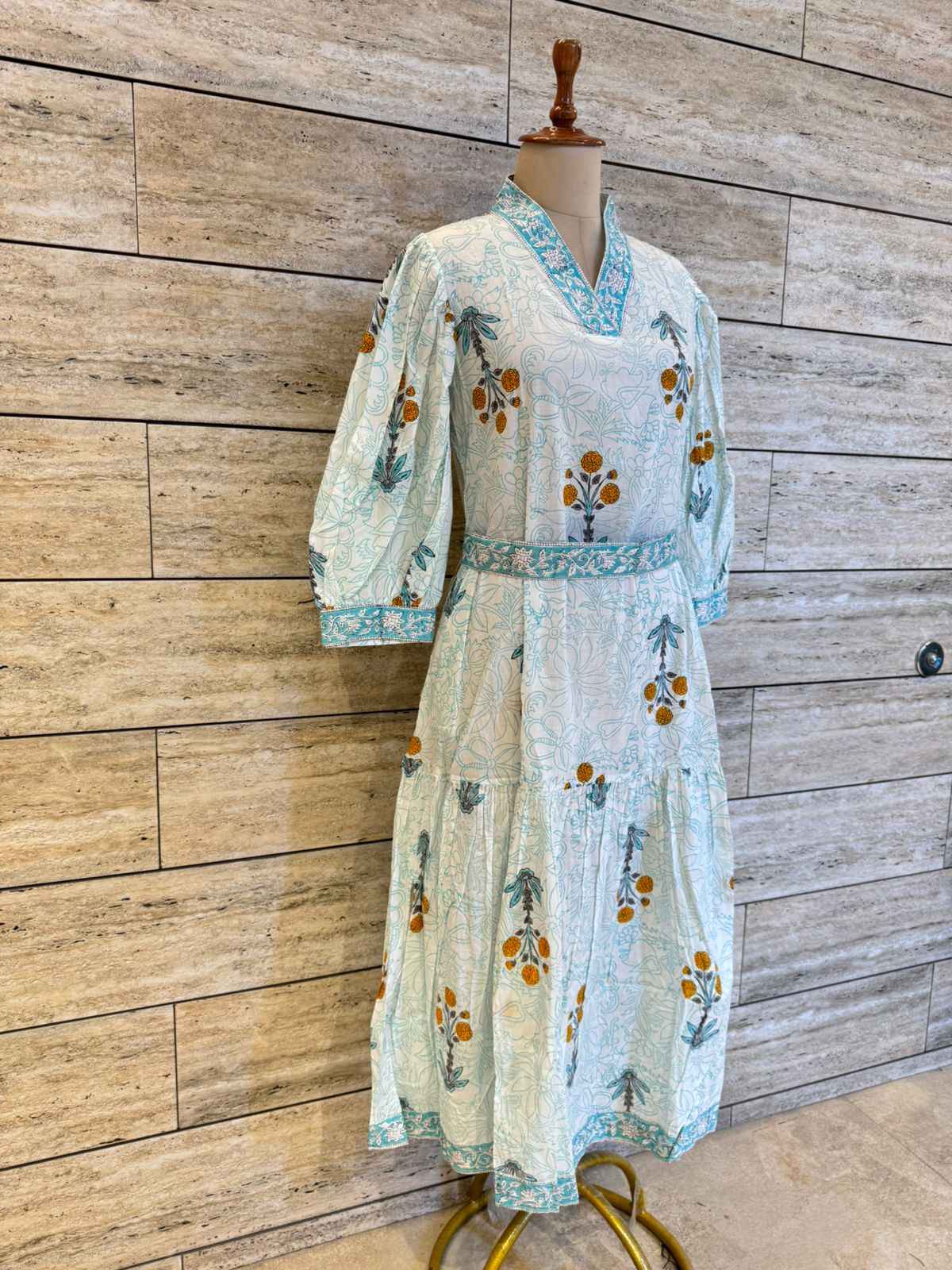 Pure Cotton Floral Print Midi One Price Dress