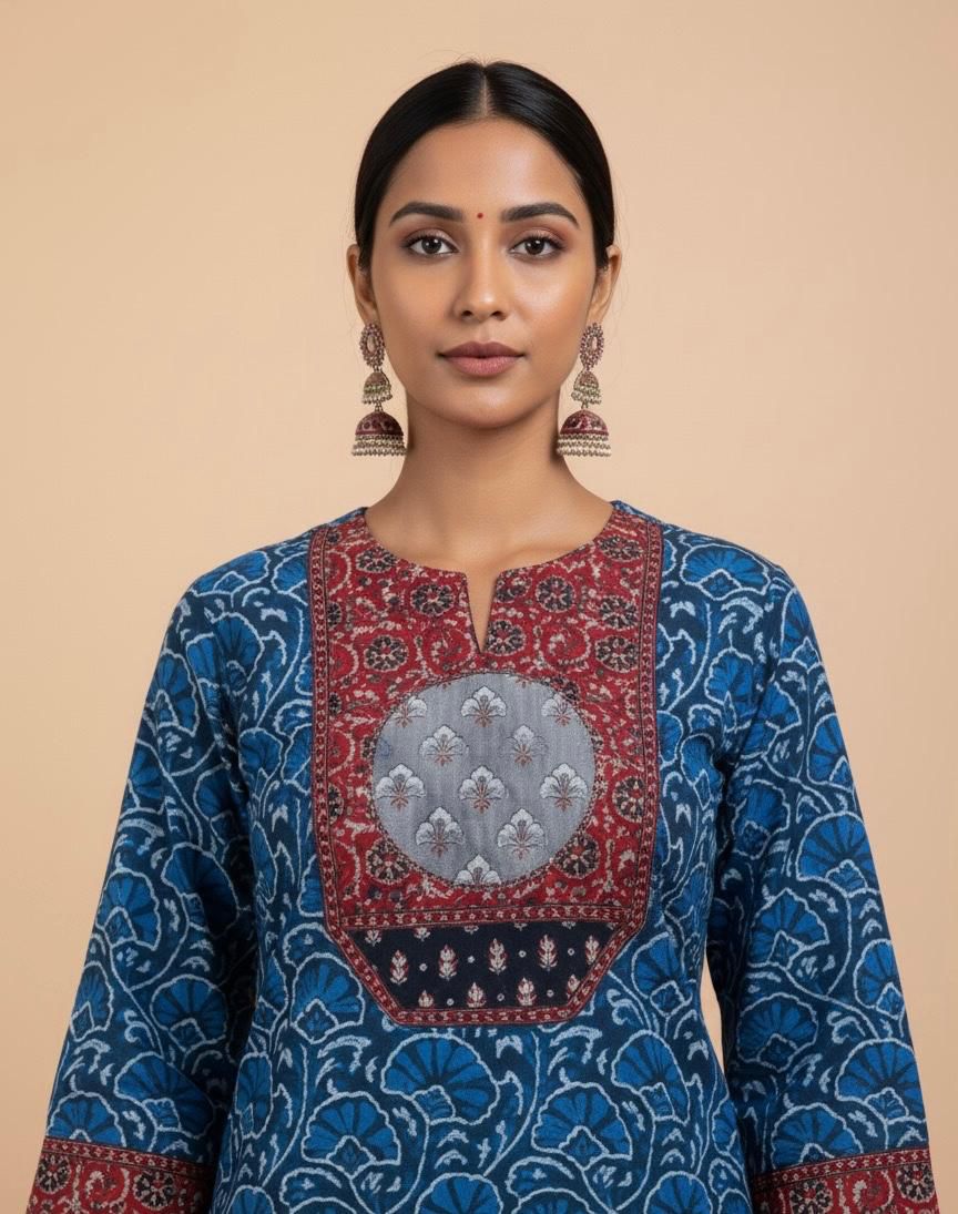 Premium Cotton With Appliqué Dupatta Set