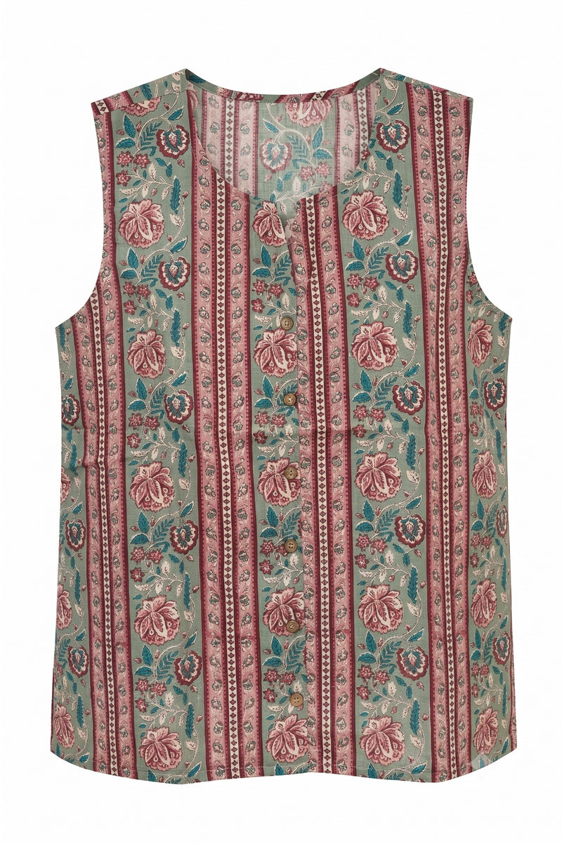 Printed Short Top In Cotton Fabric ST006