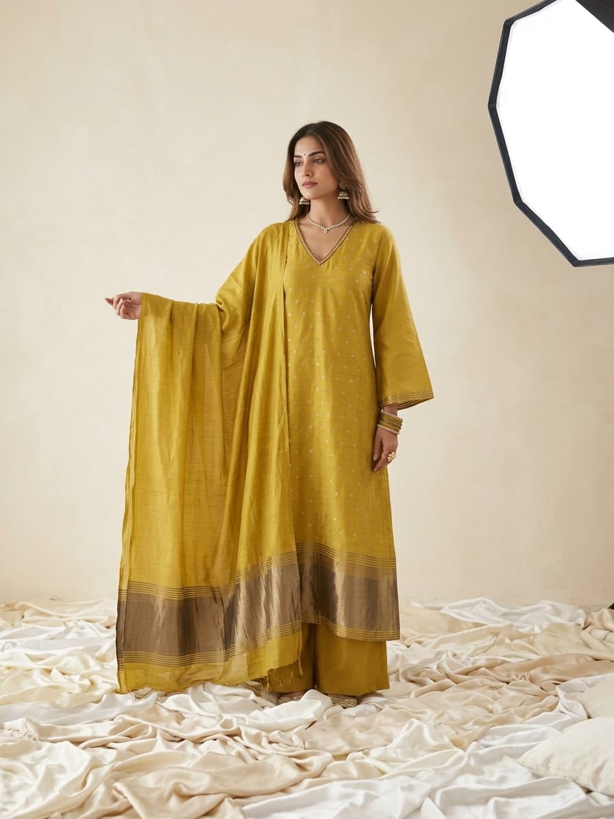 Chanderi Silk Lakdi Dupatta Jaquard With Linning