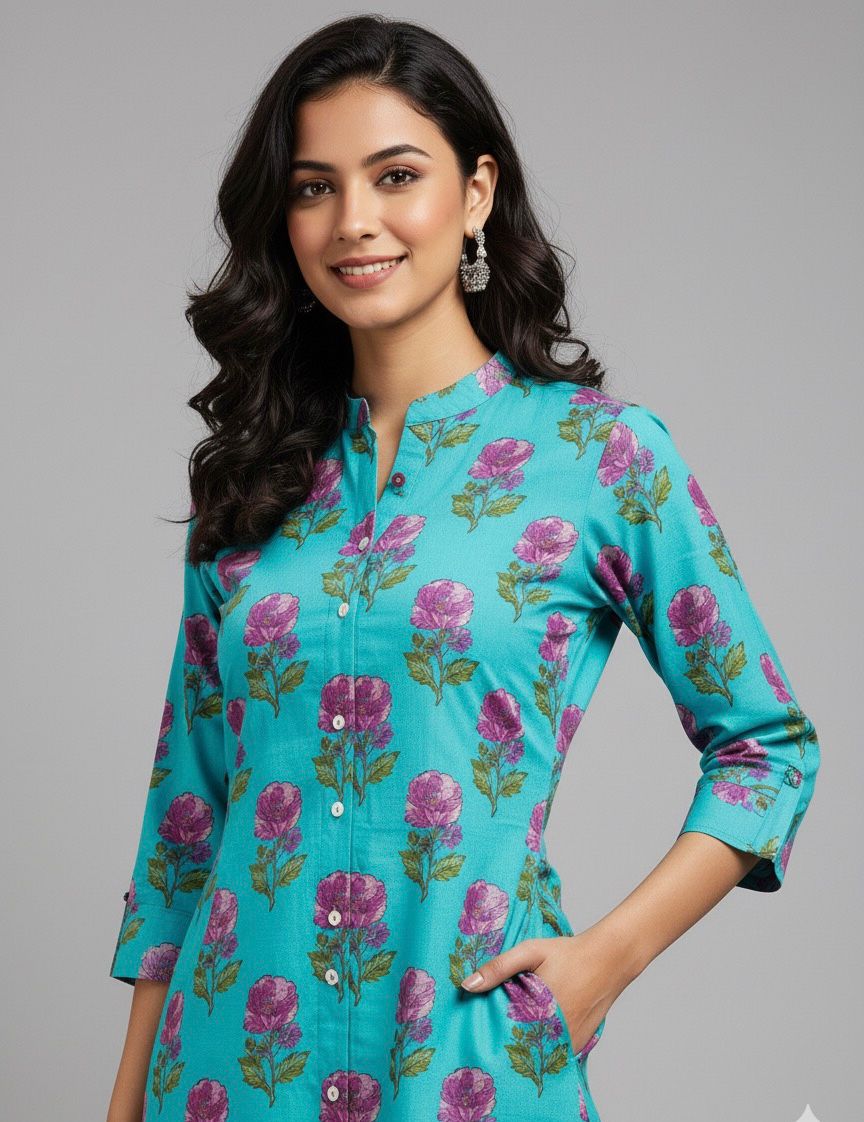 Floral Buta Print Pure Cotton Pant Set  FL063