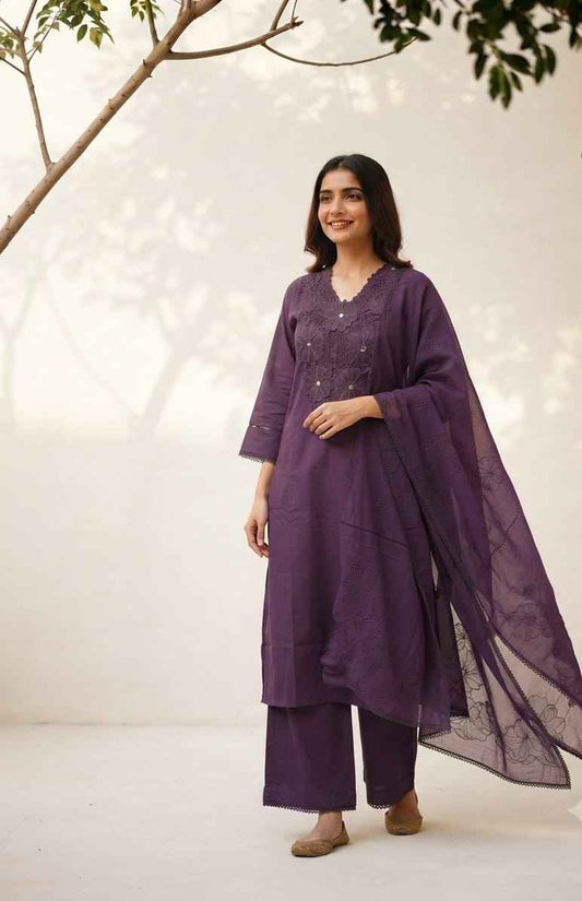 Pure Cotton Dupatta Set With Inner And Embroidery CS0271