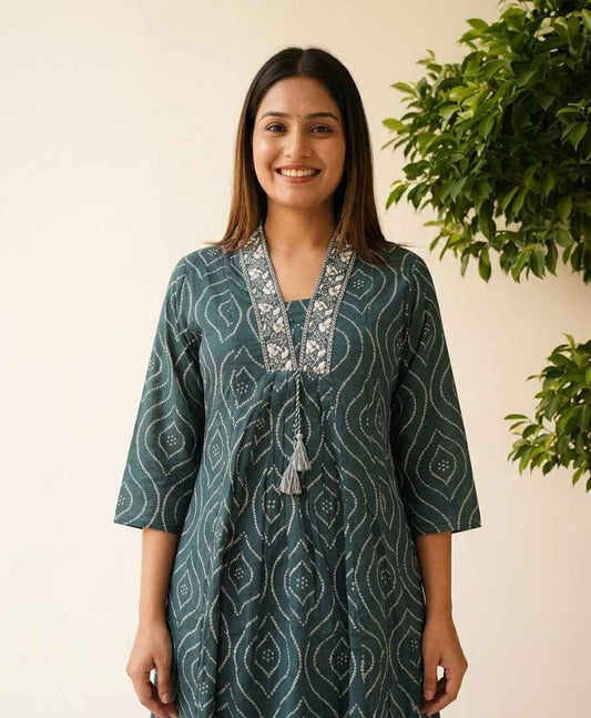 Premium Cotton A Line Anarkali Dupatta Set