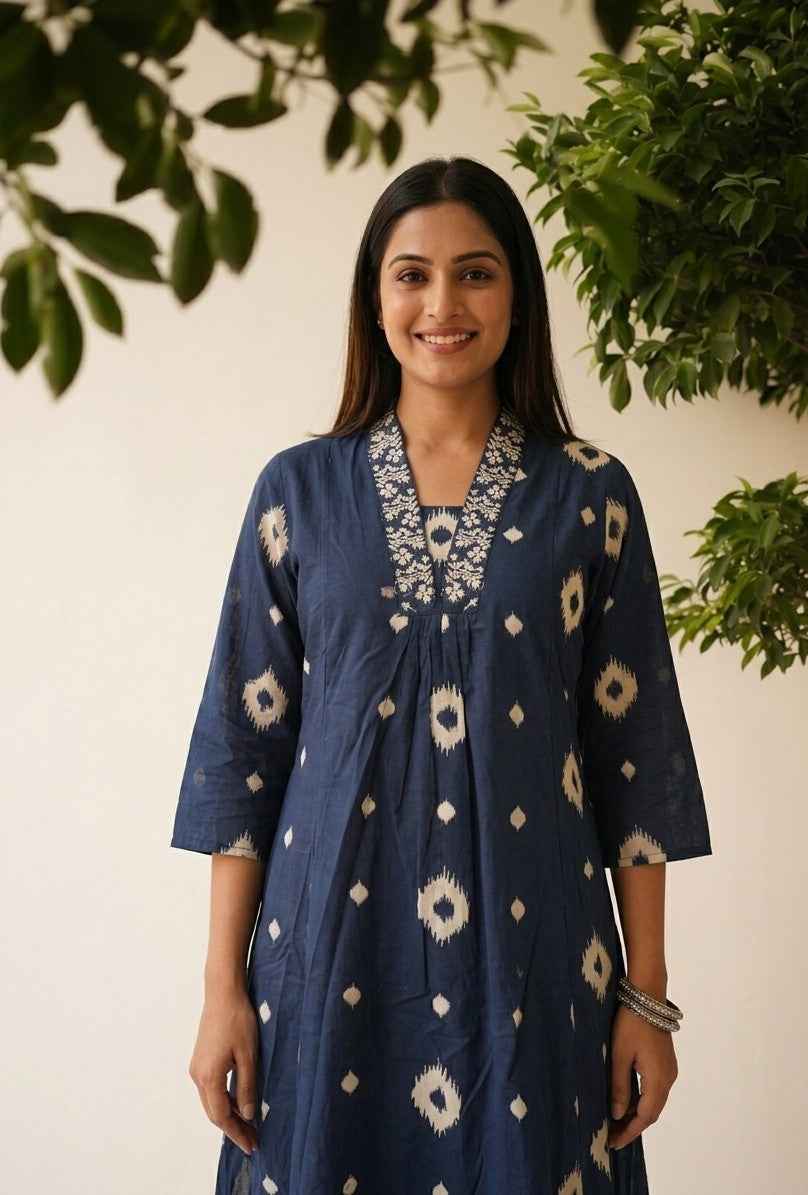 Premium Cotton A Line Anarkali Dupatta Set
