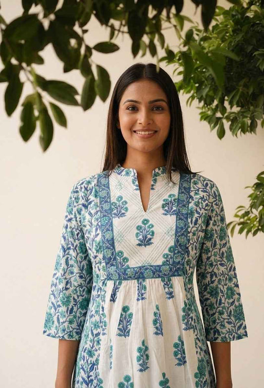 Premium Cotton A Line Anarkali Dupatta Set