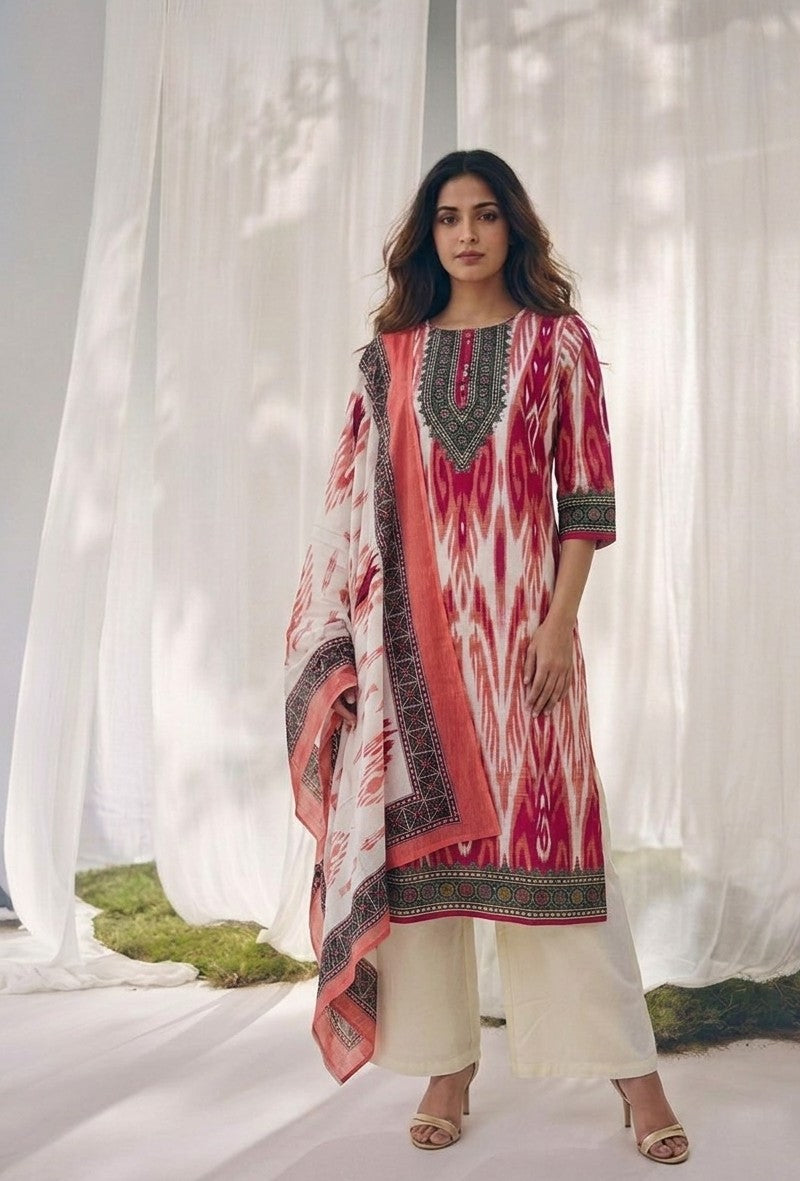 Pure Cotton Three Piece Dupatta Set XLS015