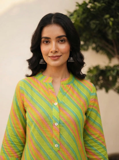 Pure Cotton Co-Ord Set With Lehariya Print COS174