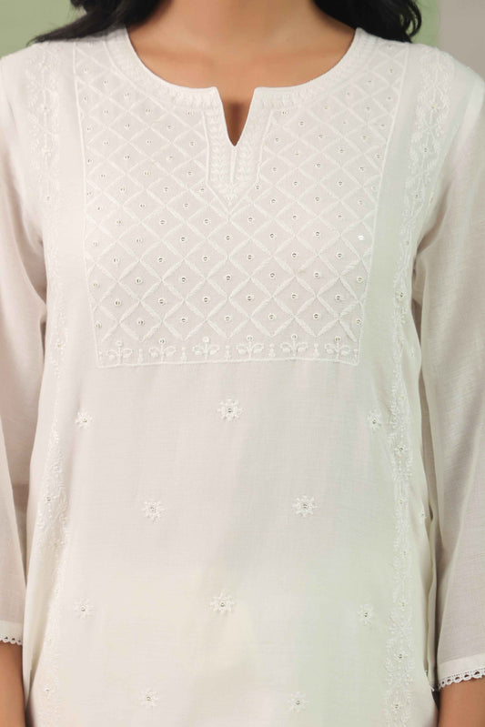 Premium Mul cotton cord set with embroidery with inner COS146