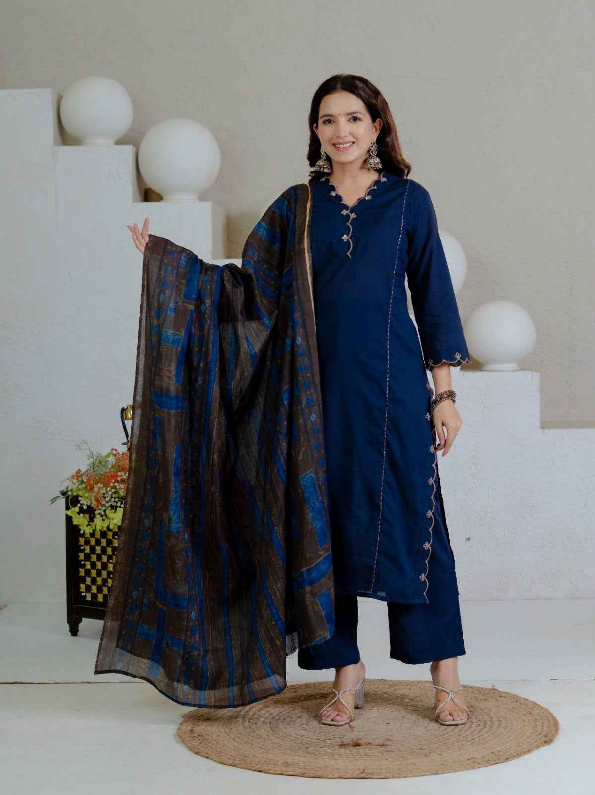 Pure Cotton Embroidered Dupatt Set