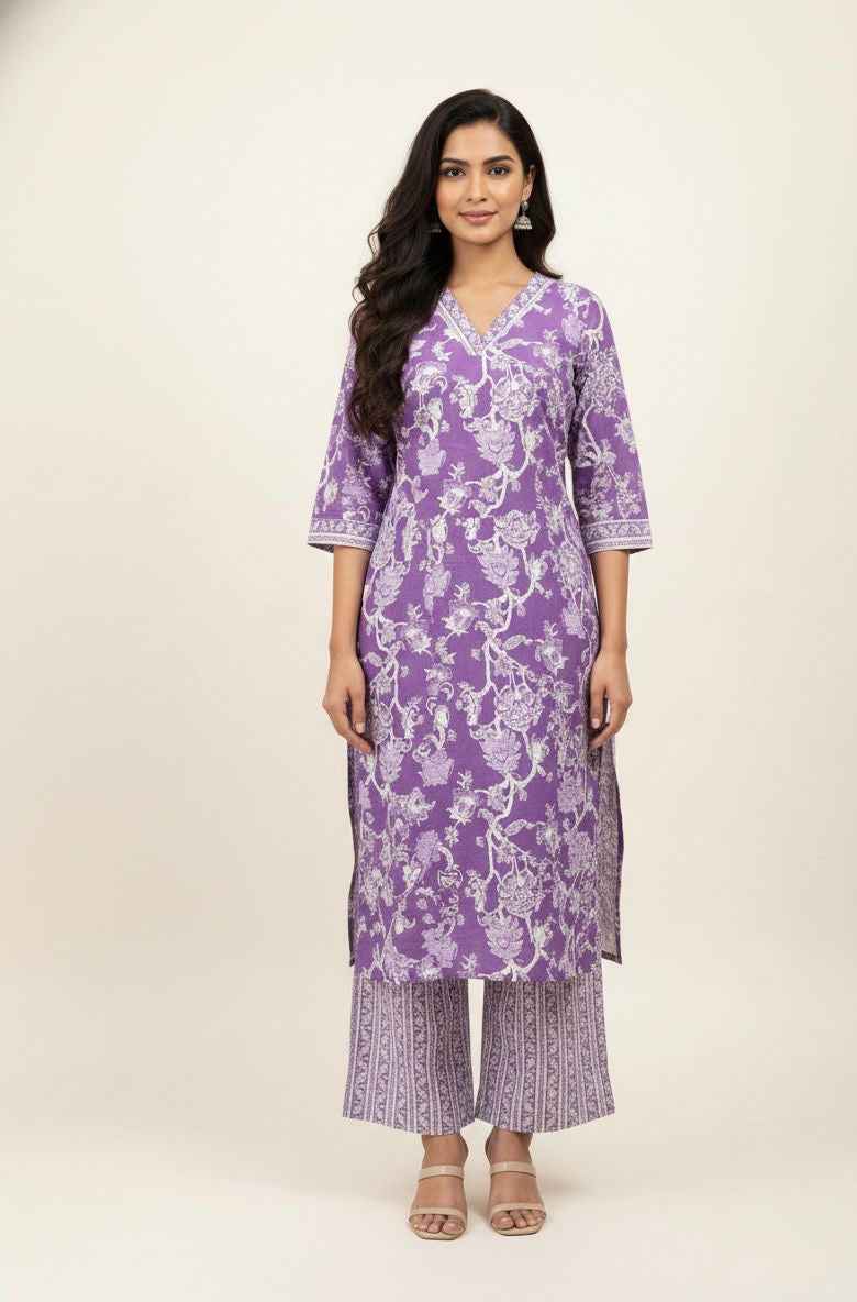 Pure cotton floral print Dupatta set