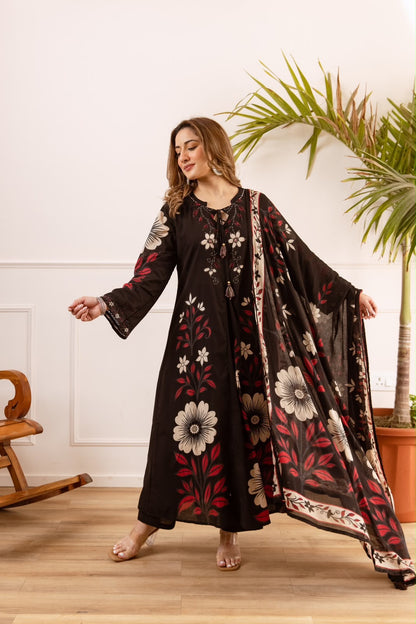 Anarkali Dupatta set in cotton fabric