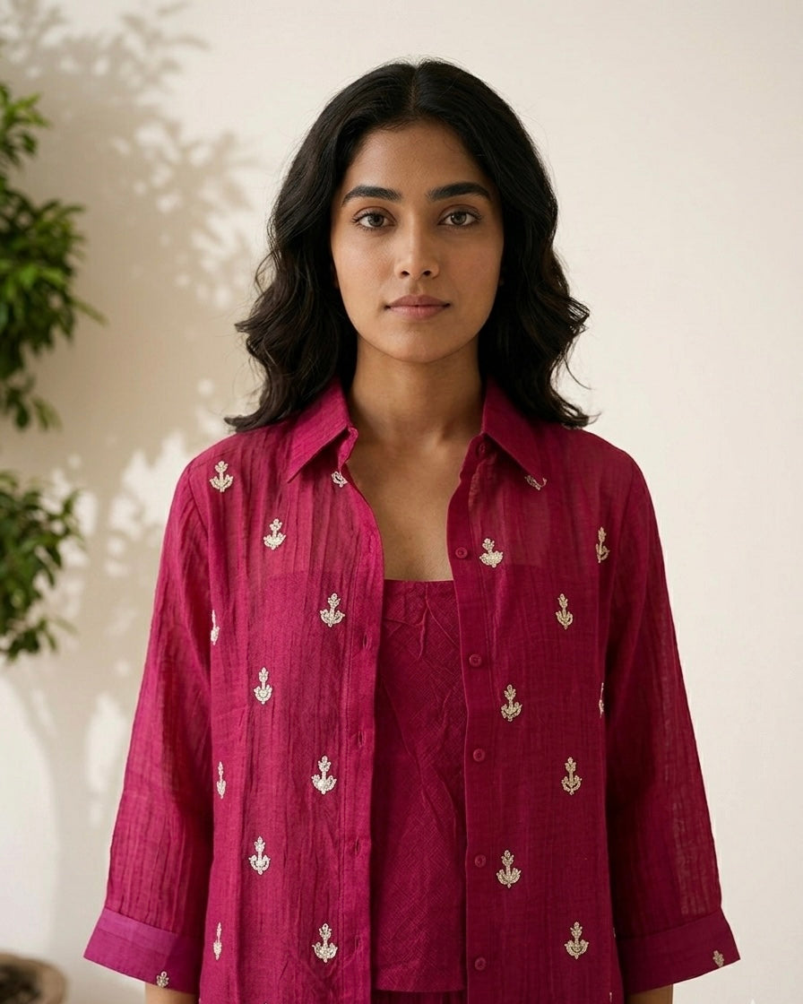 Banaras Mul Chanderi Two Piece Co Ord Set