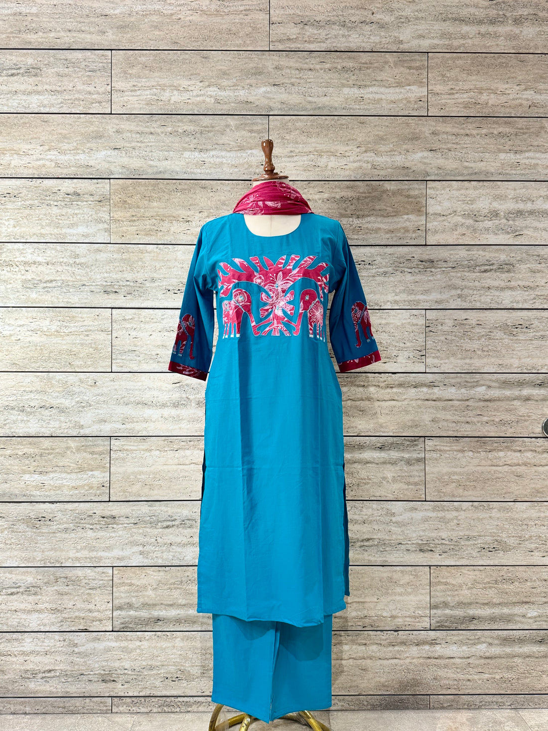 Straight Patch Work Dupatta Set  CS062