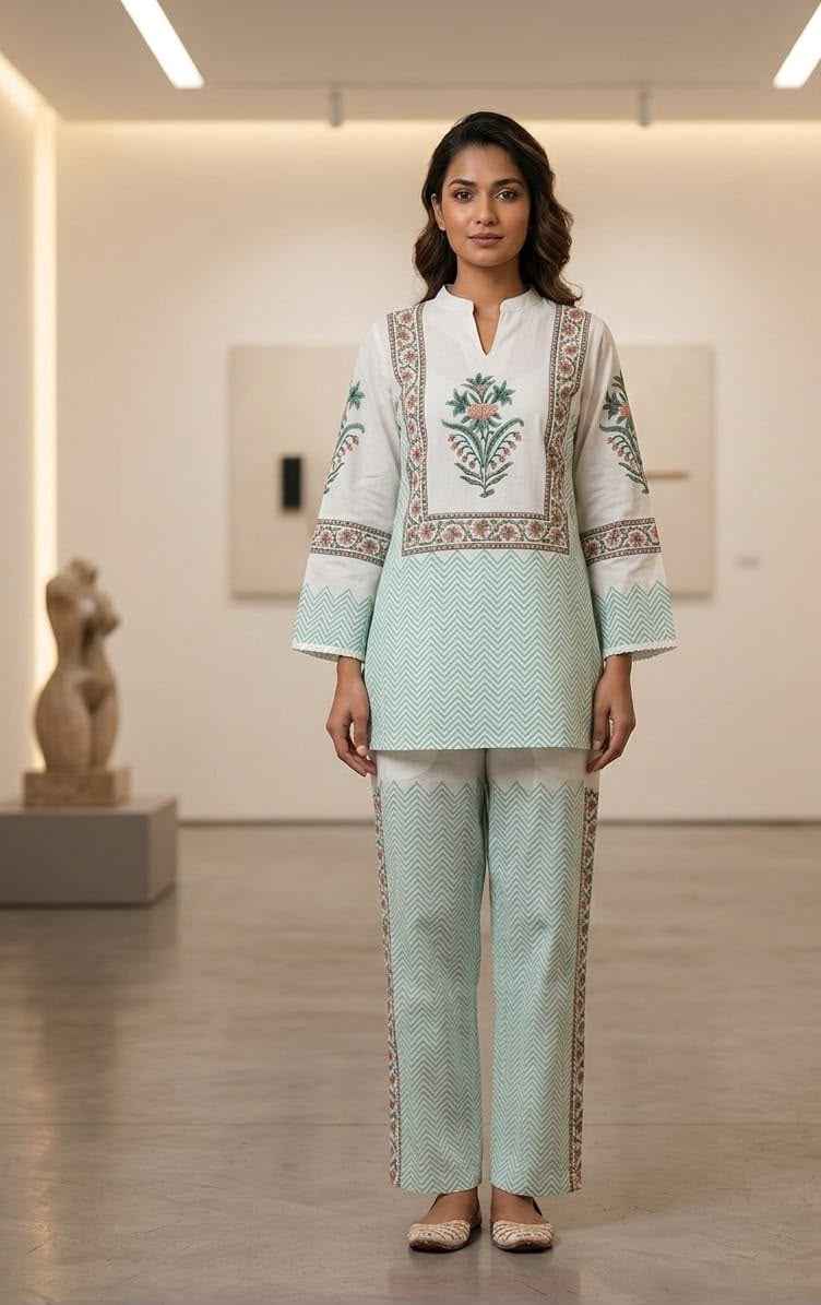 Pure Cotton Block Print Co Ord Set COS163