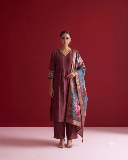 Crust Viscose Silk With Chanderi Dupatta