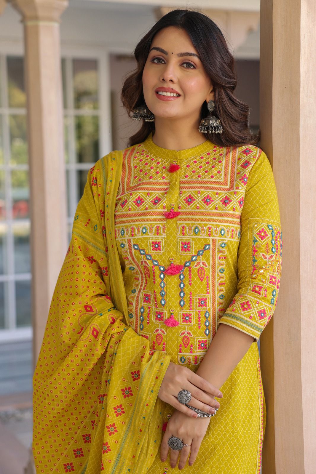 Premium cotton dupatta set with embroidery CS0318