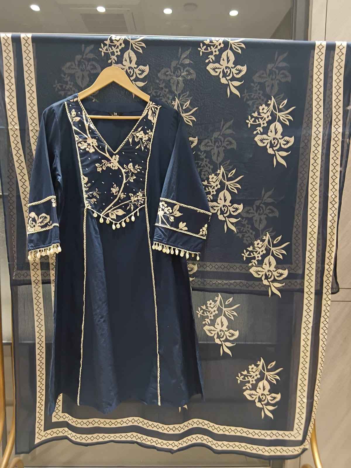 Premium cotton short Length Dupatta set  CS0236