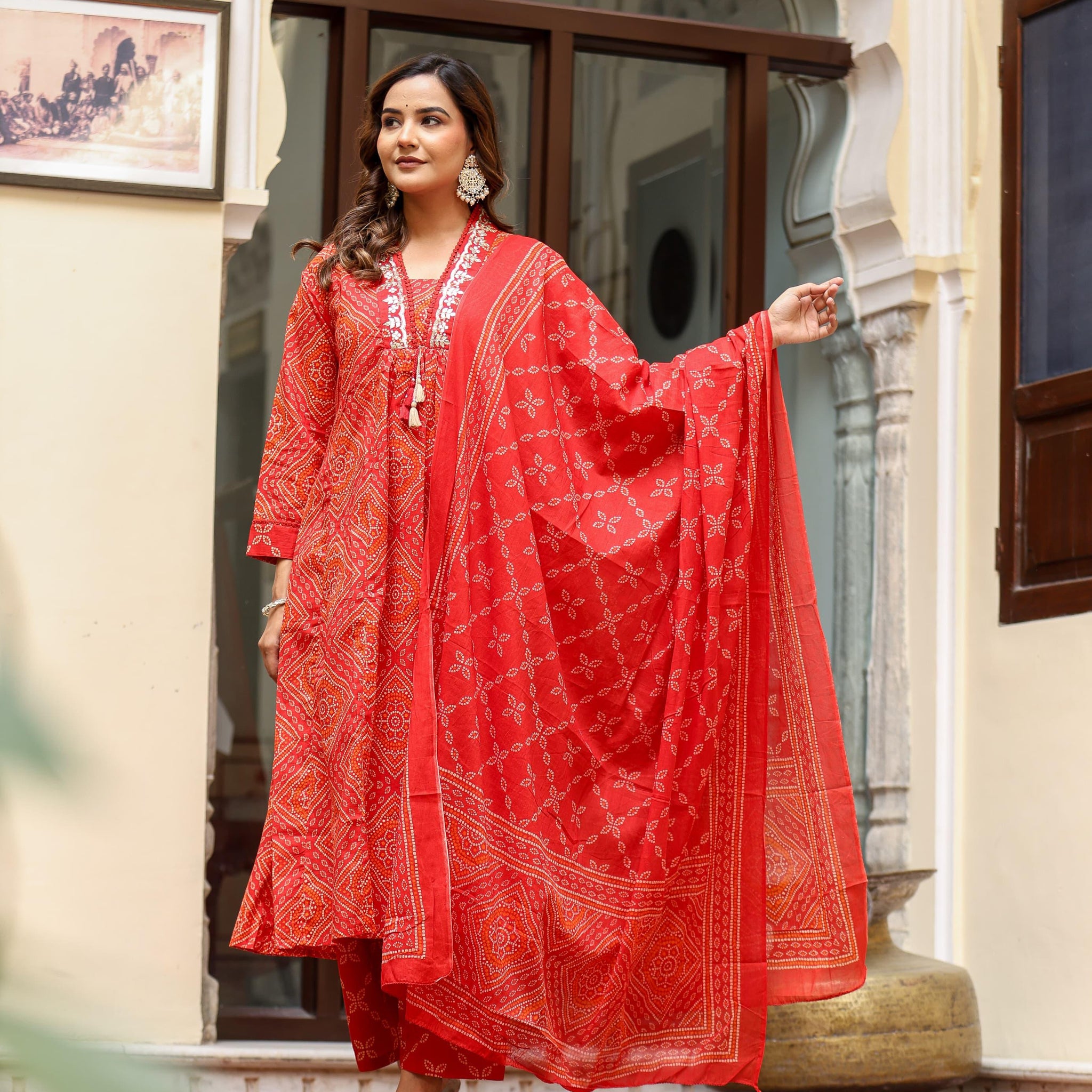 Pure Cotton A line Anarkalis Dupatta set ANK012