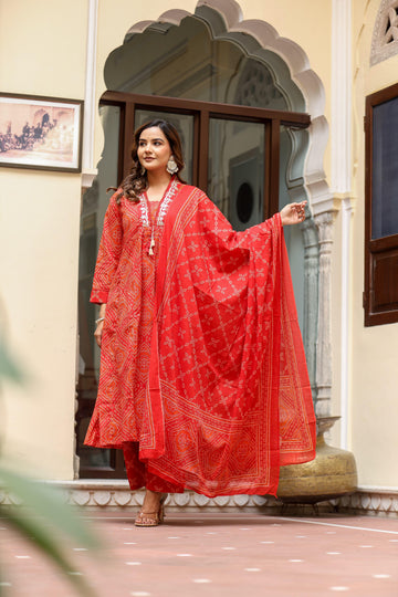 Pure Cotton A line Anarkalis Dupatta set ANK012