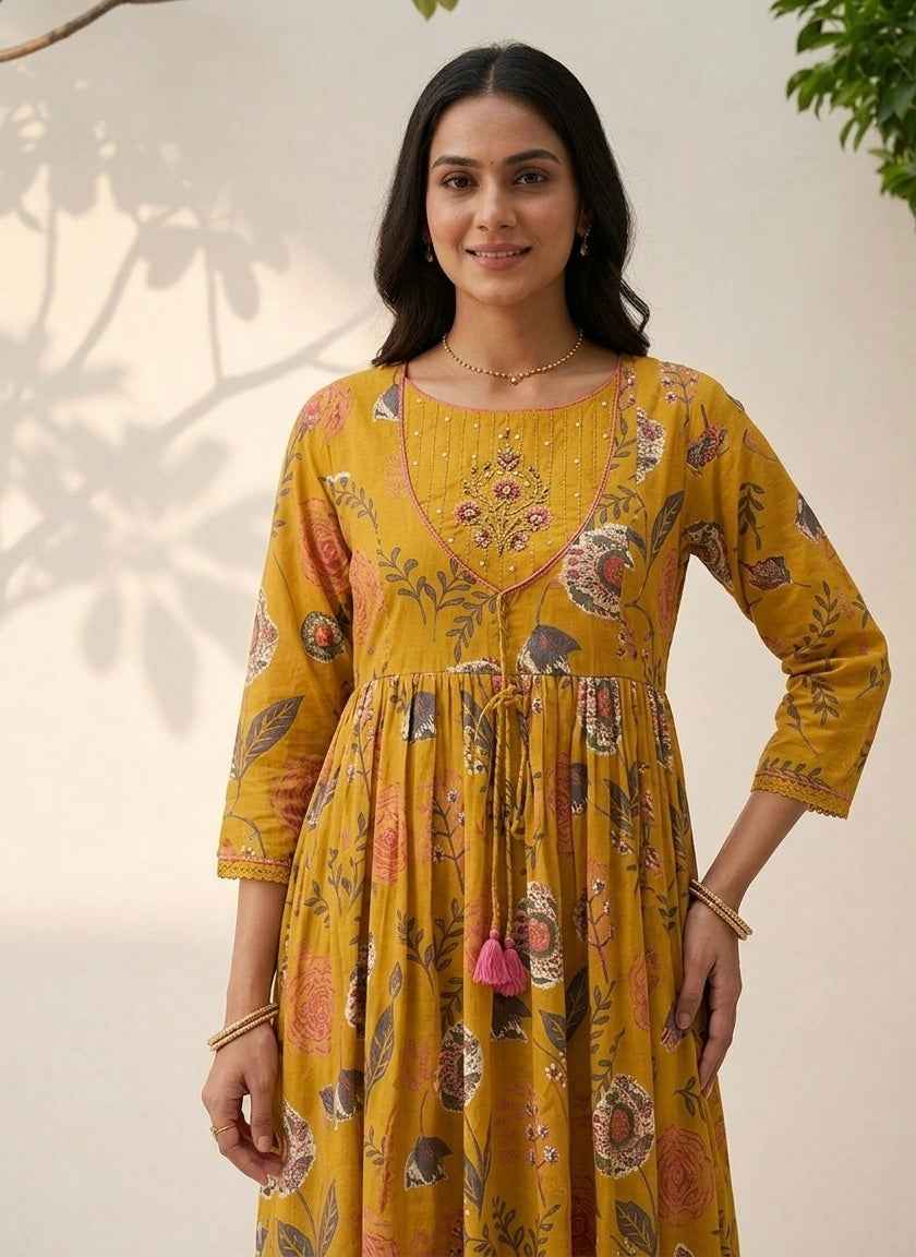 Pure Cotton A Line Dupatta Set