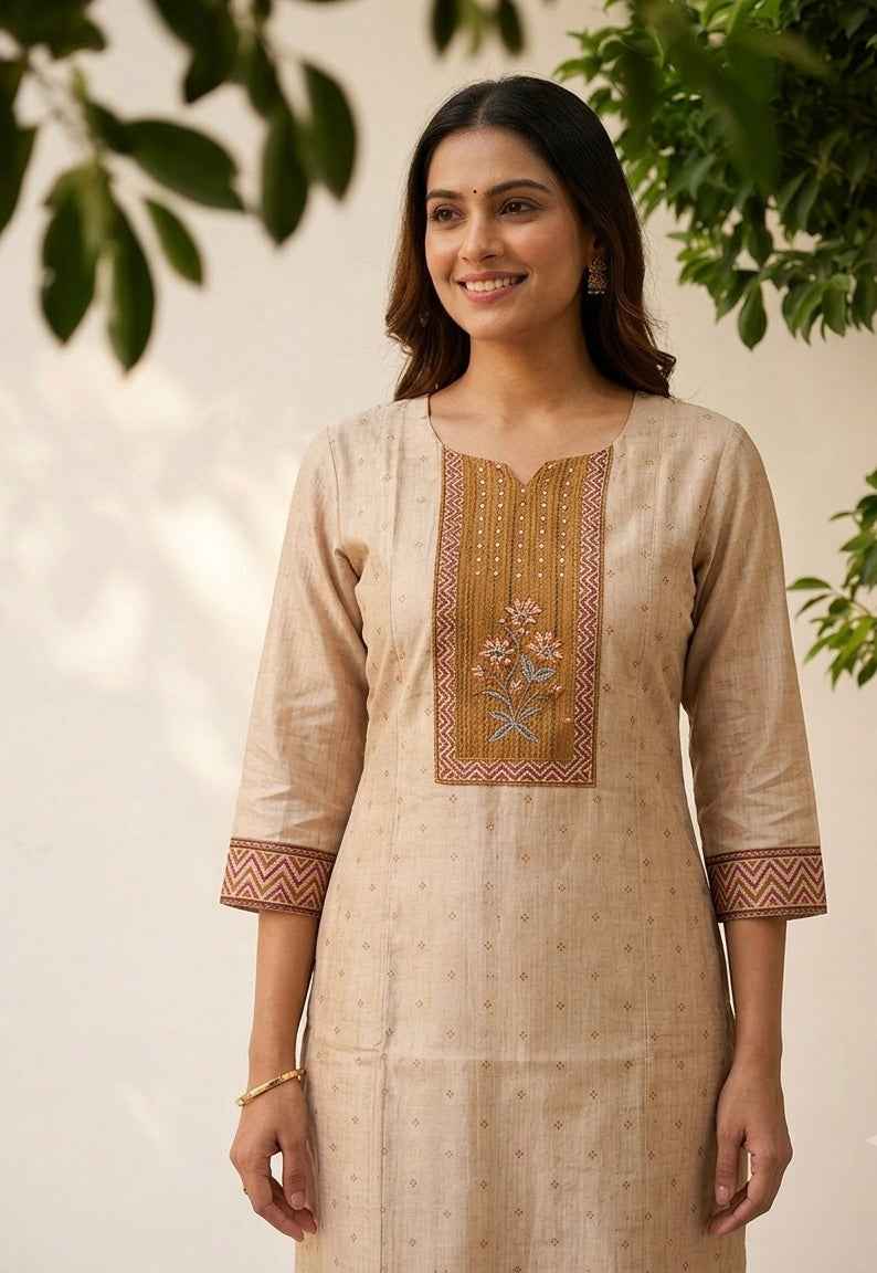 Chanderi Suit With Printed Dupatta Set CHS032