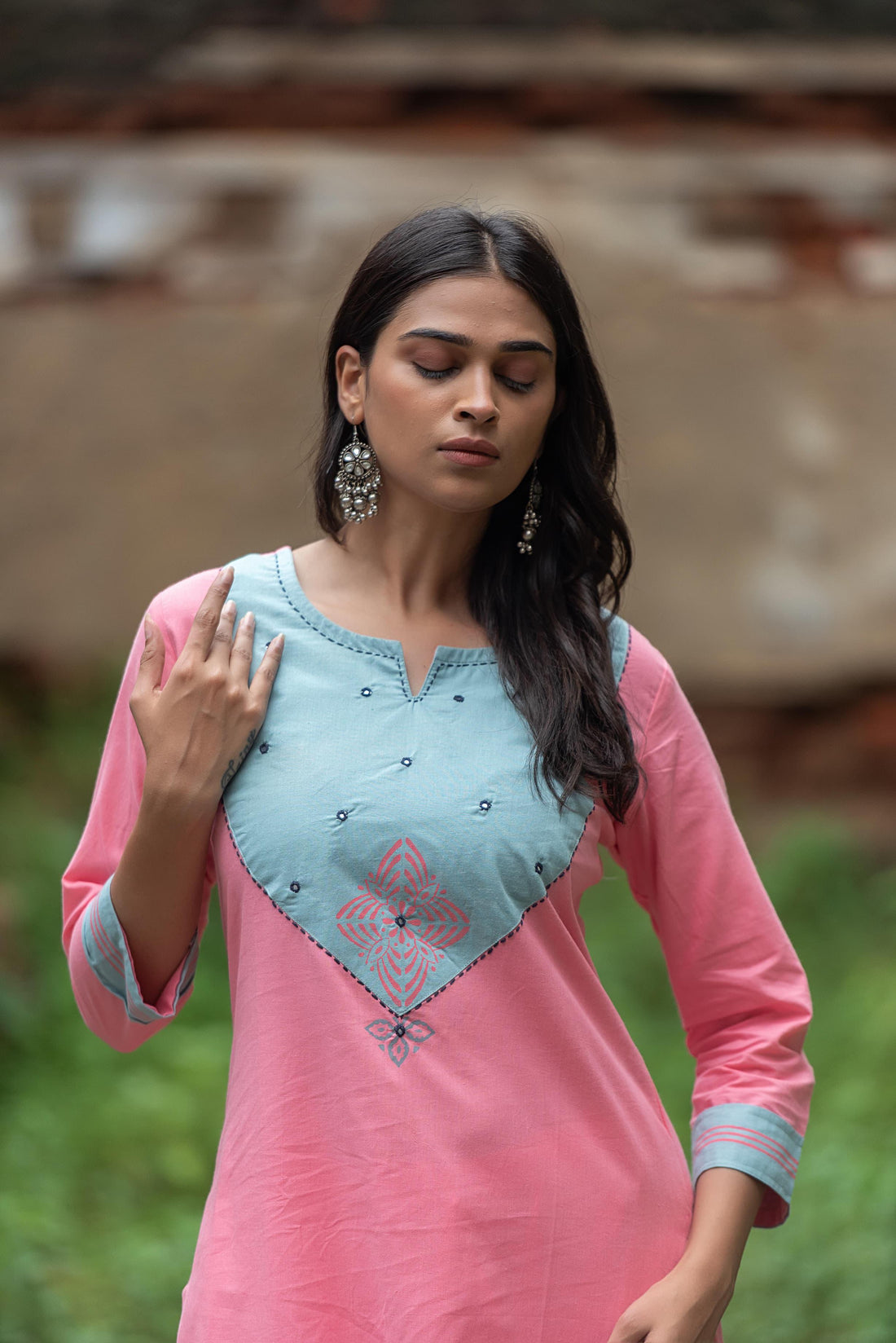 Pure Cotton  Two Piece Pant Set With Embroidery PS023