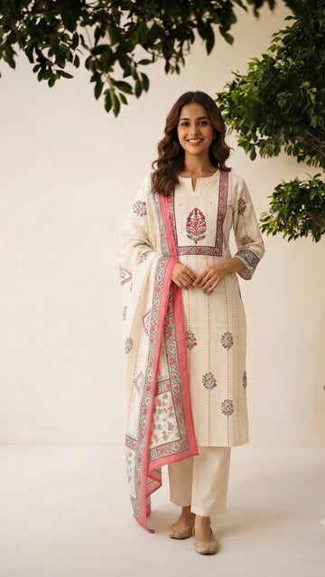 Pure Cotton Dupatta Set CS0254