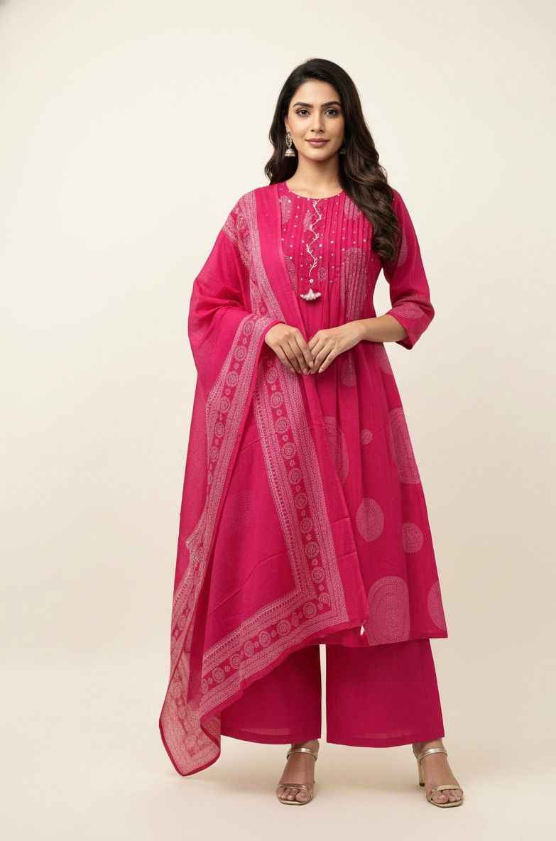 Premium cotton a-line Dupatta set CS0194