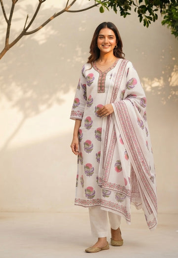 Printed  Kota Doriya Dupatta Set KD046