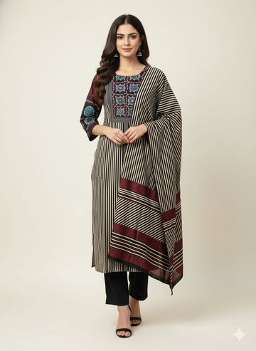 Festival Wear  Pure Muslin Three Piece  Dupatta Set  LC0144