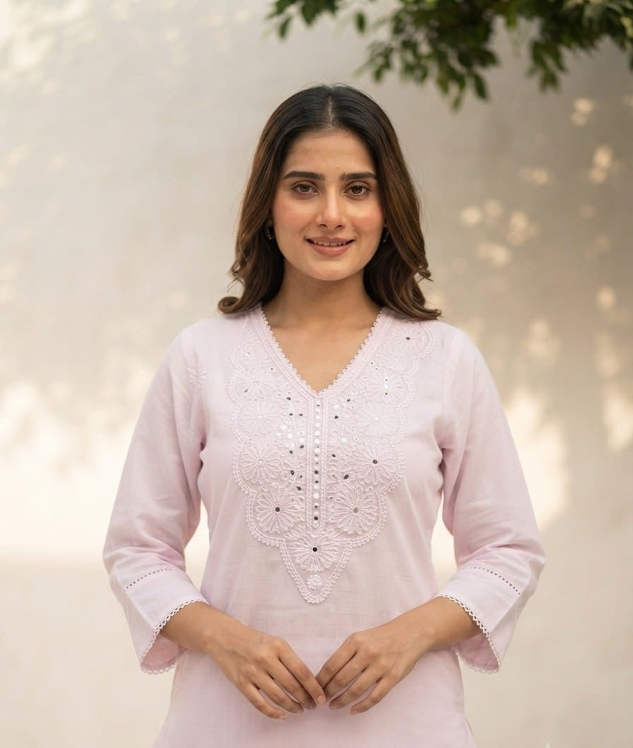 Premium  Mul Cotton Dupatta Set With Embroidery MC035
