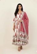 Pure Cotton A Line Anarkali Dupatta Set With Embroidery