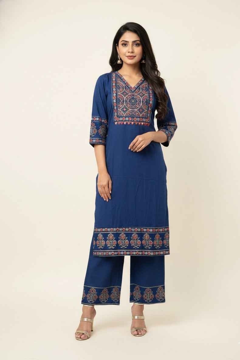 Pure Cotton Three Piece Dupatta Set With Palazzo