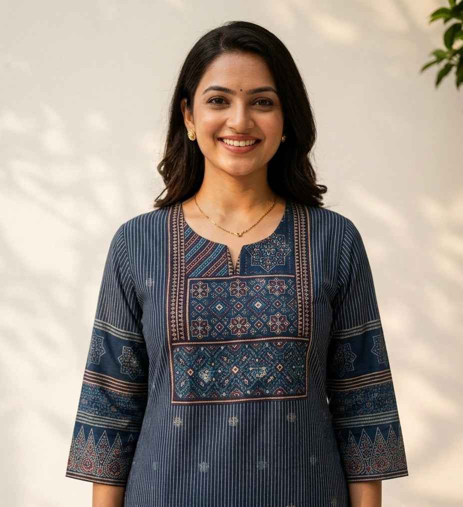 Printed Dupatta Set In Kota Doriya Fabric KD052
