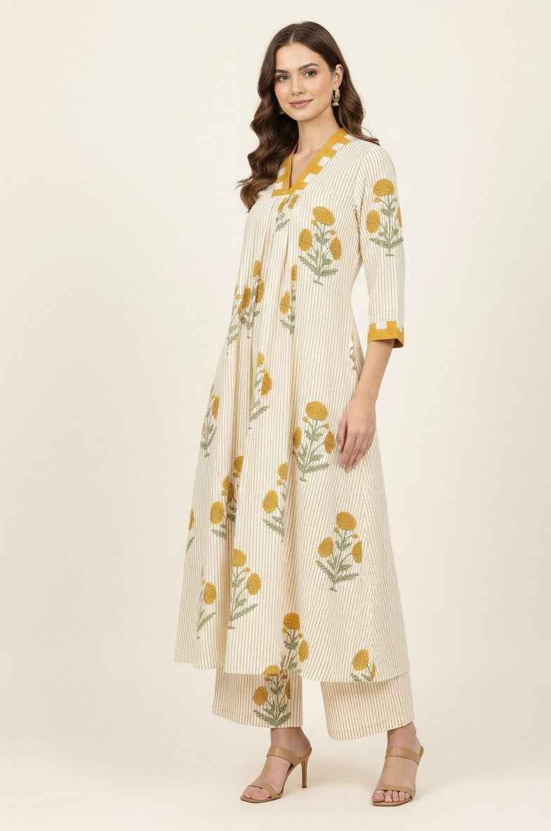 Pure Cotton A Line Two Piece Pant Set