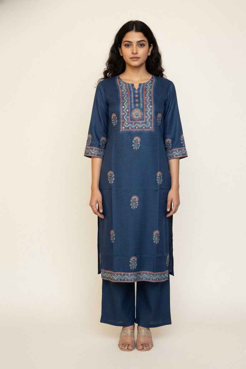 Kota Doria Floral Print Dupatta Set With Inner KD003