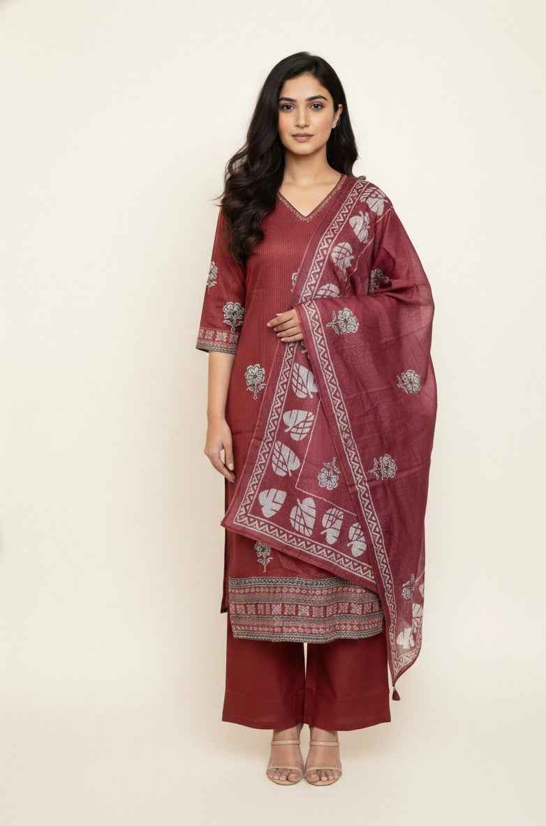 Kota Doria  Dupatta Set With Inner KD006